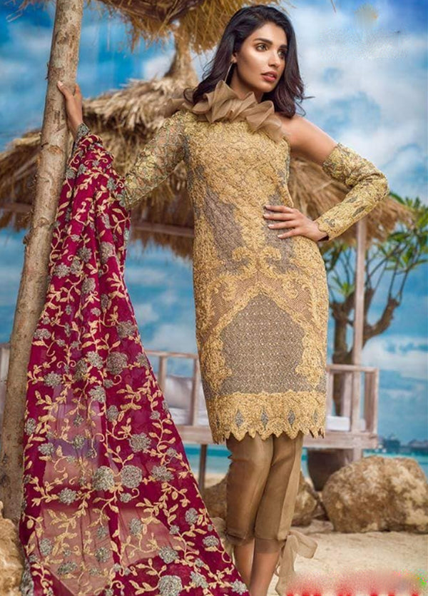 Asim Jofa Embroidered Luxury Chiffon Unstitched Suit 3 Piece ALC-01B