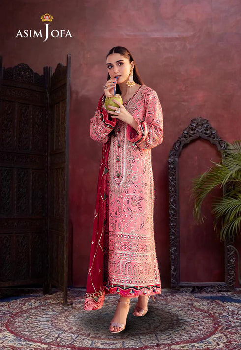 Uraan By Asim Jofa Embroidered Lawn Suit Unstitched 3 Piece AJ24U AJUR-06 - Summer Collection