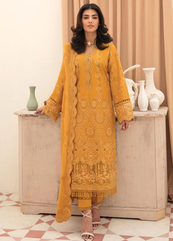 Afrozeh Embroidered Lawn Suits Unstitched 3 Piece AF23FC AL-23-V3-03 Goldenrod - Festive Collection