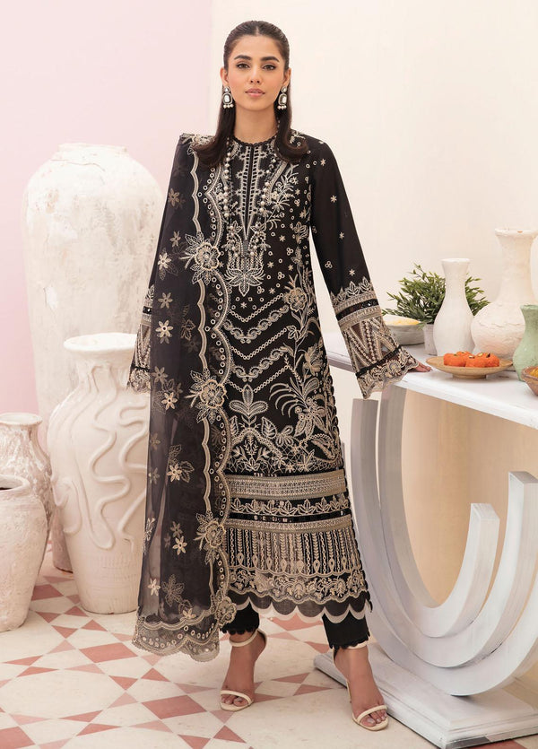 Afrozeh Embroidered Lawn Suits Unstitched 3 Piece AF23FC AL-23-V3-07 Noir - Festive Collection