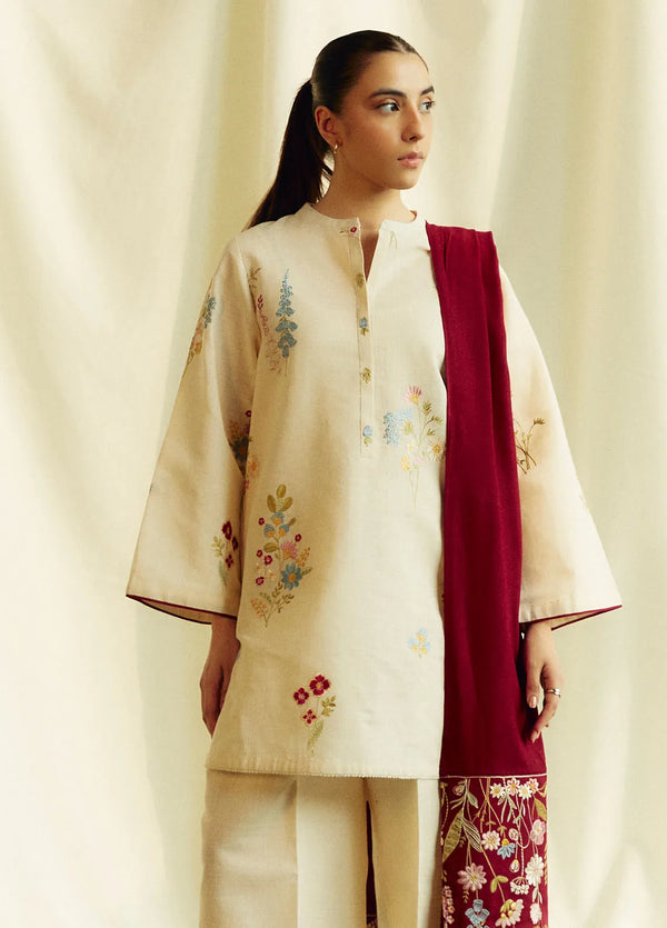 Coco by Zara Shahjahan Embroidered Suits Unstitched 3 Piece CZS24W D2B Citrine - Winter Collection