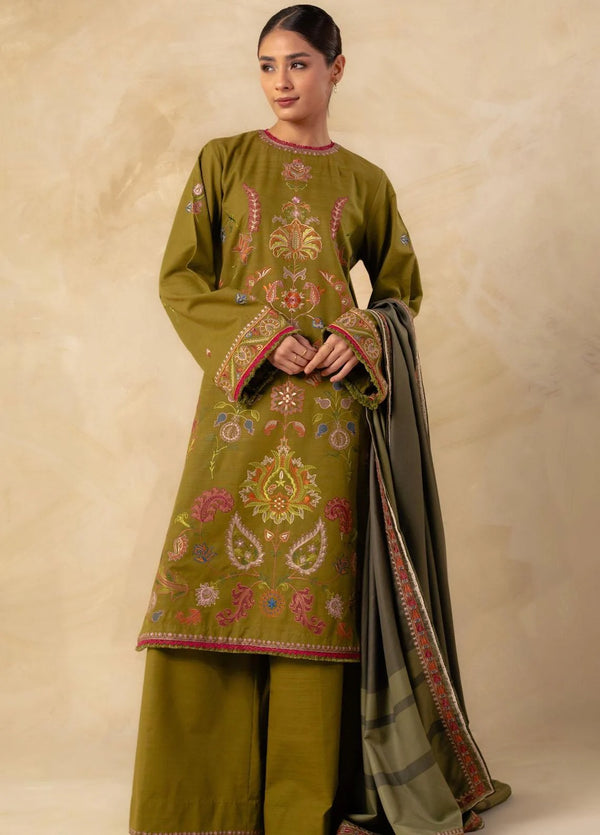 Coco By Zara Shahjahan Embroidered Khaddar Suits Unstitched 3 Piece CZS23W 6B - Winter Collection