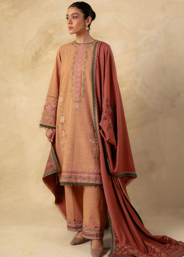 Coco By Zara Shahjahan Embroidered Khaddar Suits Unstitched 3 Piece CZS23W 7A - Winter Collection