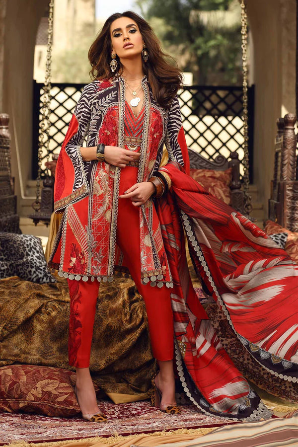 Faraz Manan Embroidered Lawn Suit Unstitched 3 Piece D01 - Summer Collection