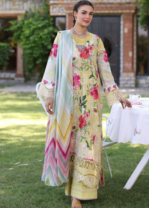 Elaf Chikankari Lawn Suit Unstitched 3 Piece EF24C ECK-06 A Sunshine Bouquet - Summer Collection