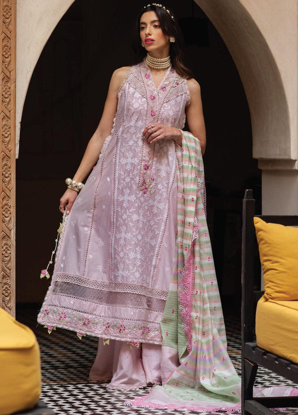 Kesh By Farah Talib Aziz Embroidered Lawn Suits Unstitched 3 Piece FTA23K FTA-14 Setti Blush - Luxury Collection