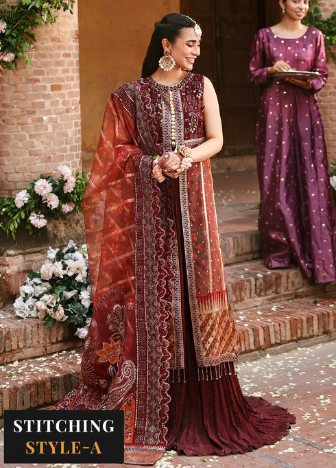 Jhoomro By Nureh Embroidered Organza Suit Unstitched 4 Piece NU24J NL-71 Gehna - Formal Collection