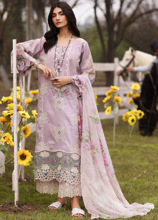 Kahf Embroidered Lawn Suit Unstitched 3 Piece KHF24FL KFL-08 B Elaya - Luxury Summer Collection