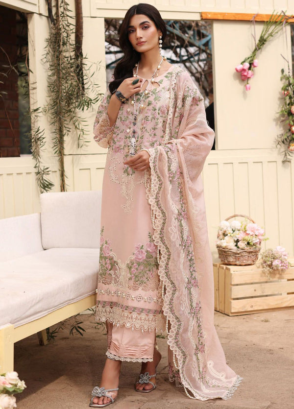 Kahf Embroidered Lawn Suit Unstitched 3 Piece KHF24FL KFL-09 B Nora - Luxury Summer Collection