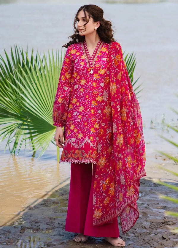 M Basics By Maria B Embroidered Lawn Suit Unstitched 3 Piece MB24M2 9A - Summer Collection
