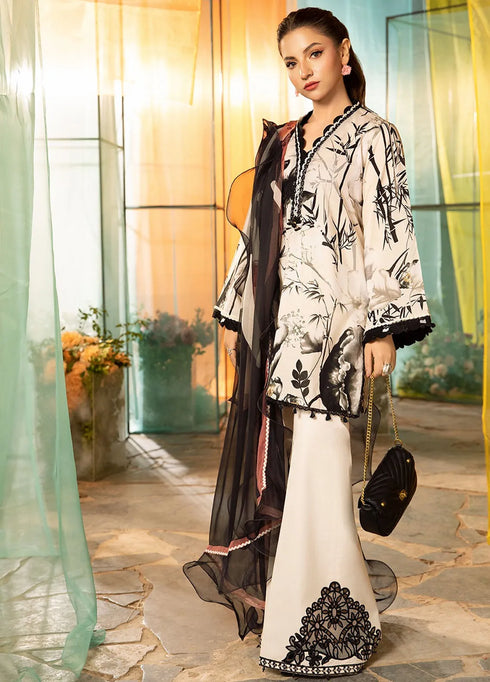 M Basics by Maria B Printed Lawn Suit Unstitched 3 Piece MB25BL D-13B - Summer Collection