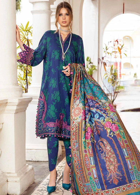 M Prints By Maria B Embroidered Linen Suits Unstitched 3 Piece MB23MPFE 9A - Winter Collection