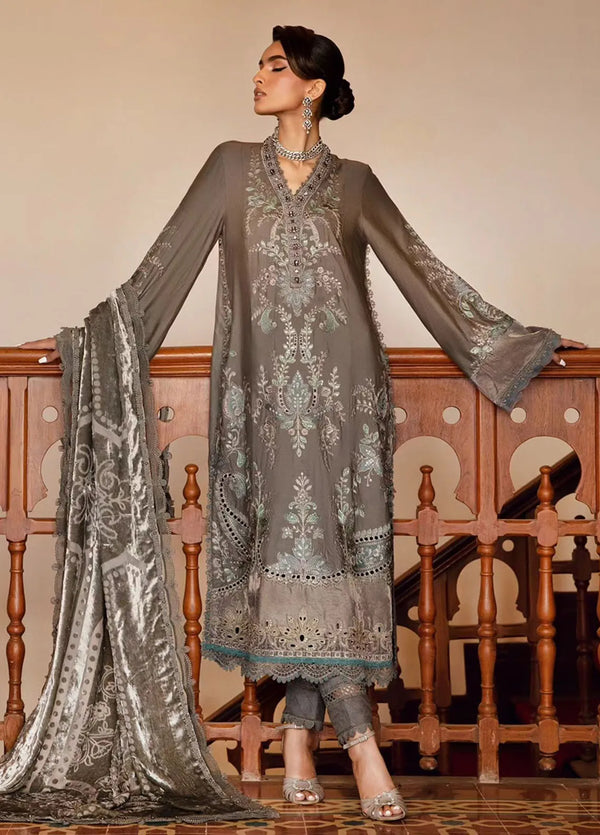 Maria B Embroidered Suit Unstitched 3 Piece D-09 - Winter Collection