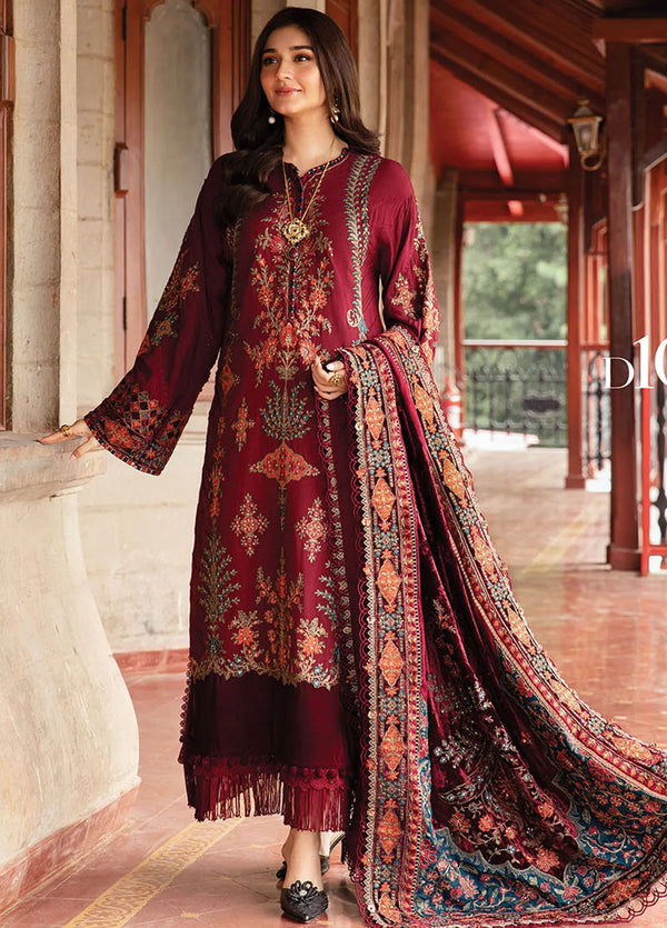 Maria B Embroidered Suit Unstitched 3 Piece D-10 - Winter Collection