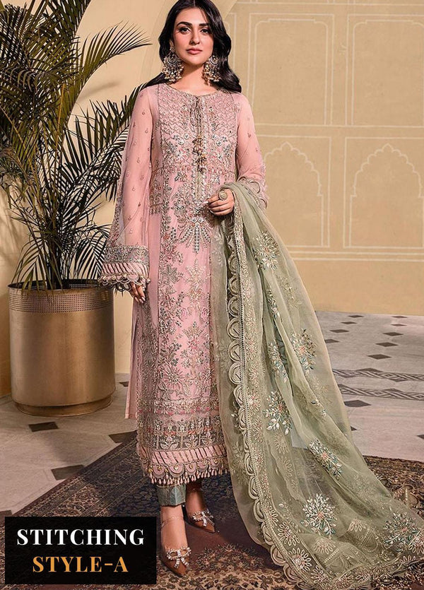 Maria B Embroidered Net Suits Unstitched 4 Piece MB23MH D7 - Luxury Collection