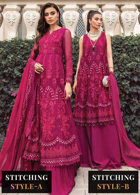 Maria B Embroidered Chiffon Suits Unstitched 4 Piece MB23SC D7 - Luxury Collection