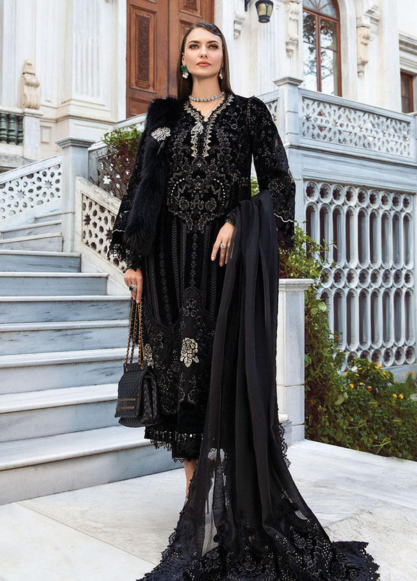 Maria B Embroidered Velvet Suits Unstitched 3 Piece MB23LN D11 - Luxury Winter Collection