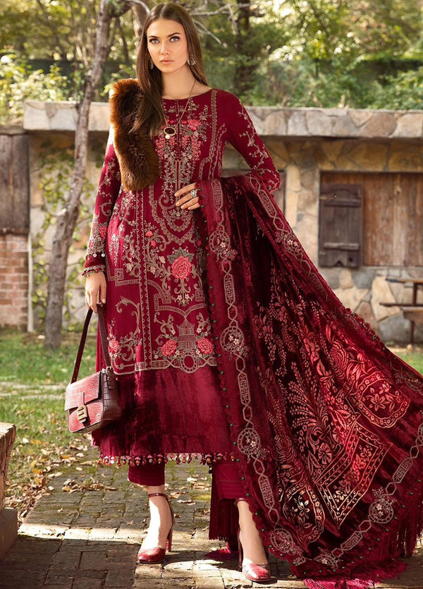 Maria B Embroidered Linen Suits Unstitched 3 Piece MB23LN D12 - Luxury Winter Collection hi