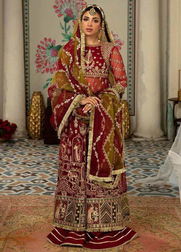 Gulaab By Maryam Hussain Embroidered Net Suits Unstitched 3 Piece MH22G AYNA - Wedding Collection