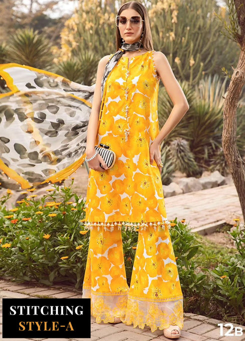 MPrints by Maria B Embroidered Lawn Suits Unstitched 3 Piece MB24P 12B - Summer Collection