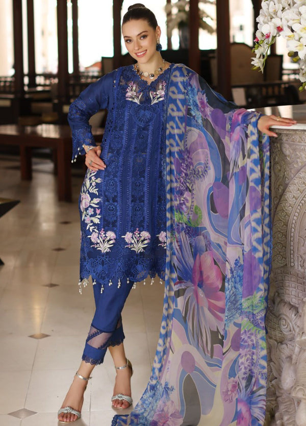 Noor By Saadia Asad Embroidered Lawn Suit Unstitched 3 Piece NSA24C D-10B - Luxury Summer Collection