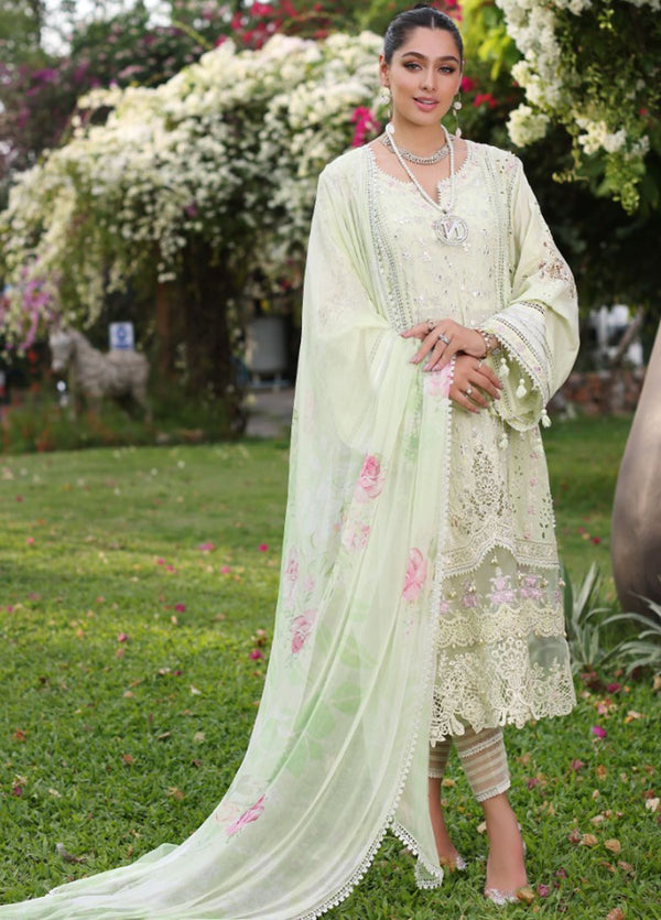 Noor By Saadia Asad Embroidered Lawn Suit Unstitched 3 Piece NSA24C D-11B - Luxury Summer Collection