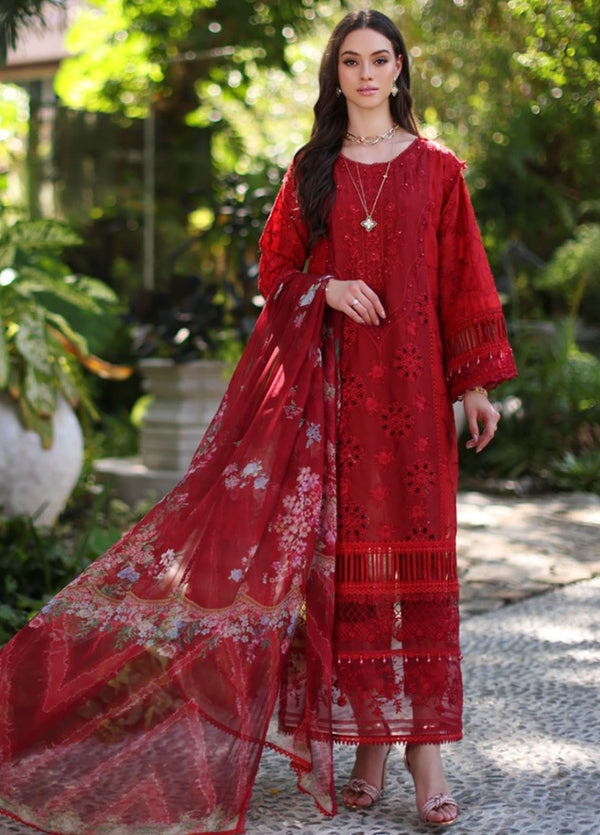 Noor By Saadia Asad Embroidered Lawn Suit Unstitched 3 Piece NSA24C D-2B - Luxury Summer Collection