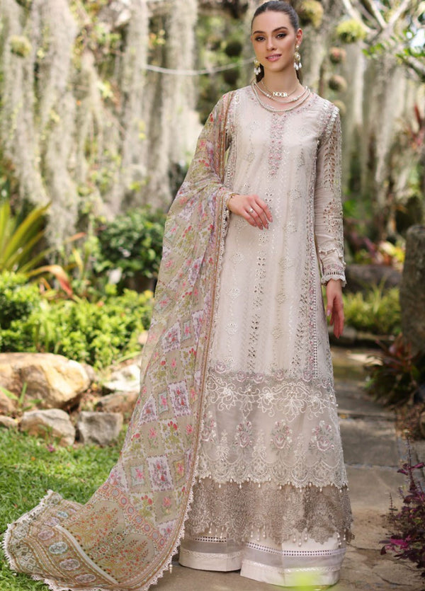 Noor By Saadia Asad Embroidered Lawn Suit Unstitched 3 Piece NSA24C D-3B - Luxury Summer Collection