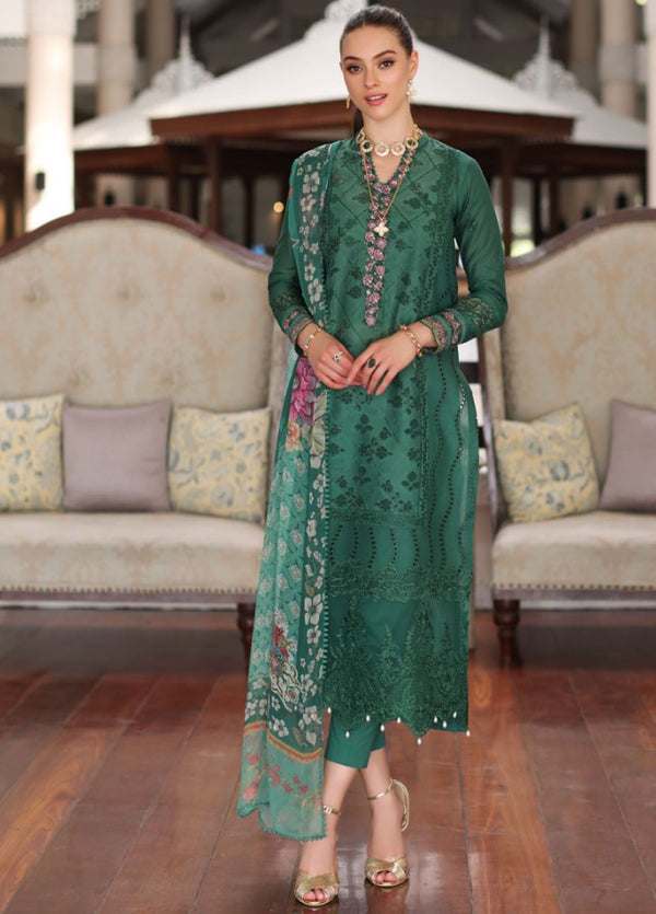 Noor By Saadia Asad Embroidered Lawn Suit Unstitched 3 Piece NSA24C D-4A - Luxury Summer Collection