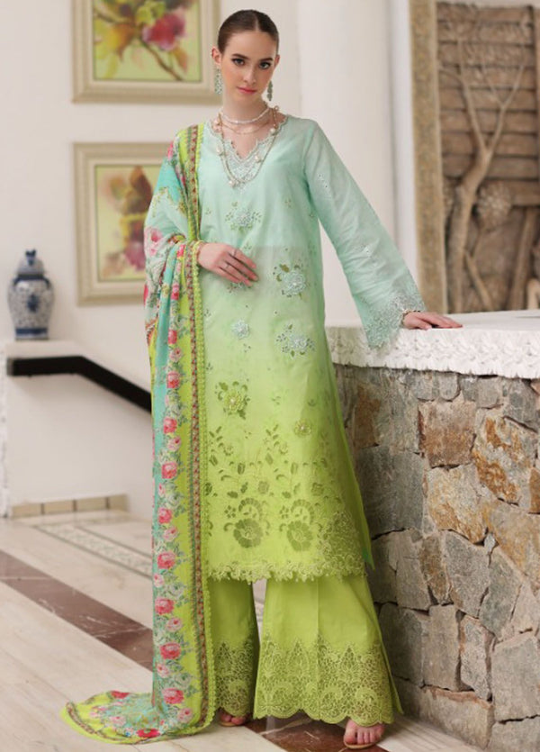 Noor By Saadia Asad Embroidered Lawn Suit Unstitched 3 Piece NSA24C D-5A - Luxury Summer Collection