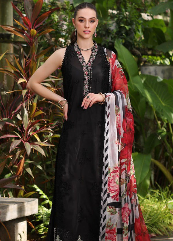 Noor By Saadia Asad Embroidered Lawn Suit Unstitched 3 Piece NSA24C D-6A - Luxury Summer Collection