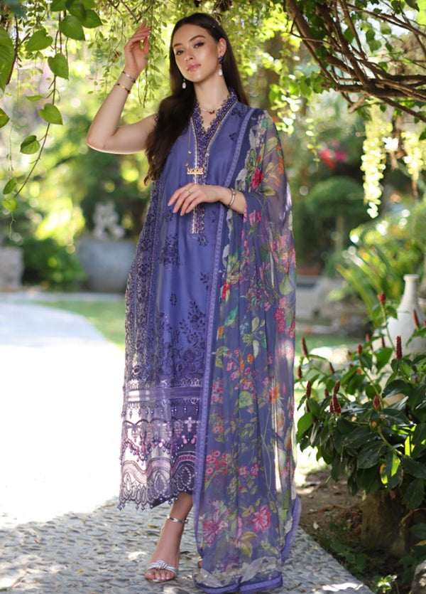 Noor By Saadia Asad Embroidered Lawn Suit Unstitched 3 Piece NSA24C D-8A - Luxury Summer Collection