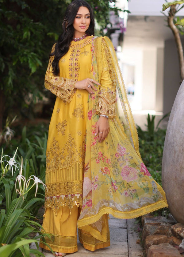 Noor By Saadia Asad Embroidered Lawn Suit Unstitched 3 Piece NSA24C D-8B - Luxury Summer Collection