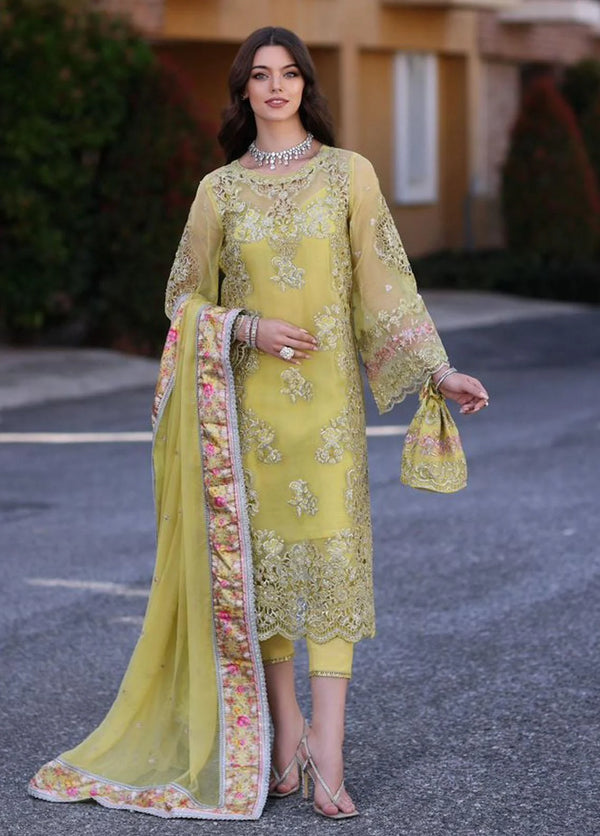 Noor By Saadia Asad Embroidered Chiffon Suits Unstitched 3 Piece NSA23SL D4 - Luxury Collection