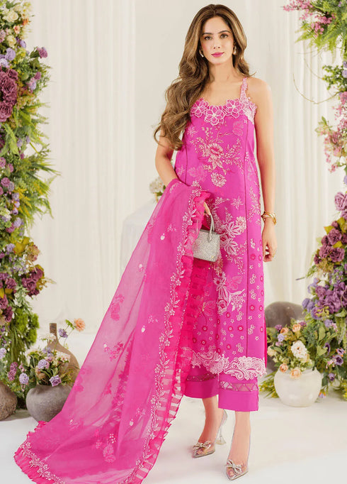 Pretty In Pink By Asifa And Nabeel Embroidered Lawn Suit Unstitched 3 Piece AN24L PP-2 Carnation - Summer Collection