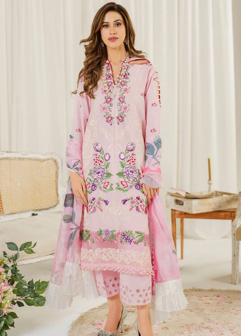 Pretty In Pink By Asifa And Nabeel Embroidered Lawn Suit Unstitched 3 Piece AN24L PP-9 Sedum - Summer Collection