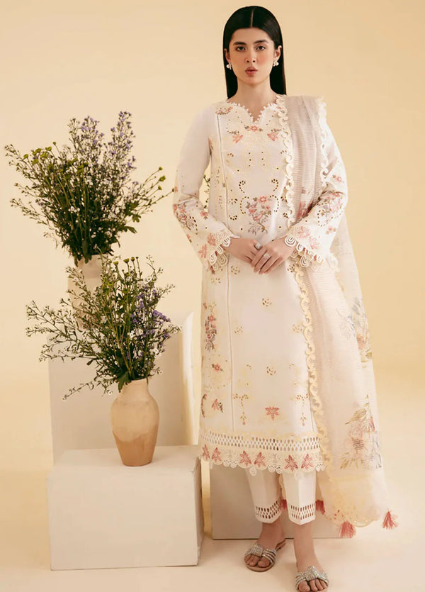 Qlinekari By Qalamkar Chikankari Lawn Suit Unstitched 3 Piece QLM24QK SQ-01 Sarv - Summer Collection