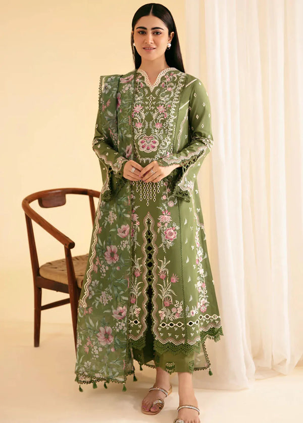 Qlinekari By Qalamkar Chikankari Lawn Suit Unstitched 3 Piece QLM24QK SQ-14 Semal - Summer Collection