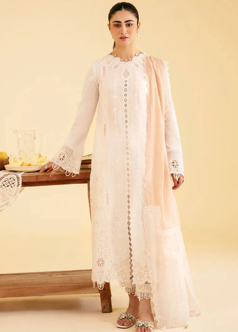 Qlinekari By Qalamkar Chikankari Lawn Suit Unstitched 3 Piece QLM24QK SQ-07 Carmin - Summer Collection