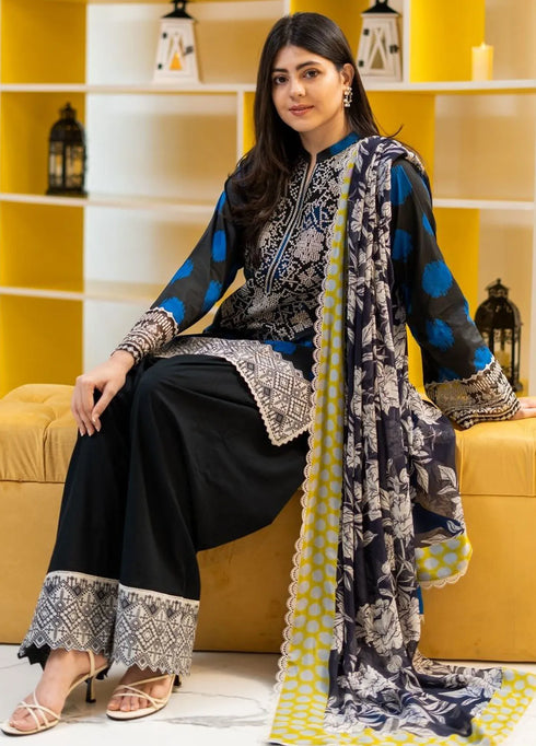 Tahra by Zainab Chottani Embroidered Lawn Suit Unstitched 3 Piece ZC24T 10B Freya - Summer Collection