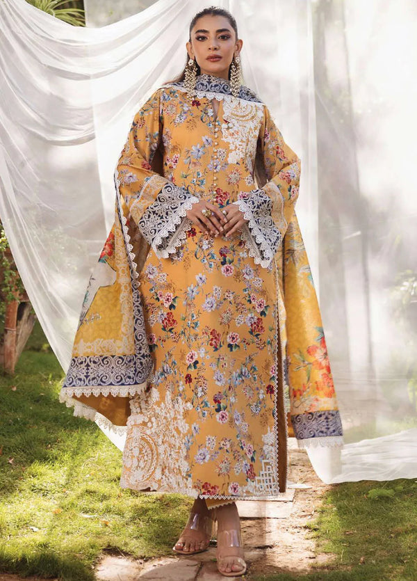 Tahra by Zainab Chottani Embroidered Lawn Suit Unstitched 3 Piece ZC24T 2A Beeha - Summer Collection