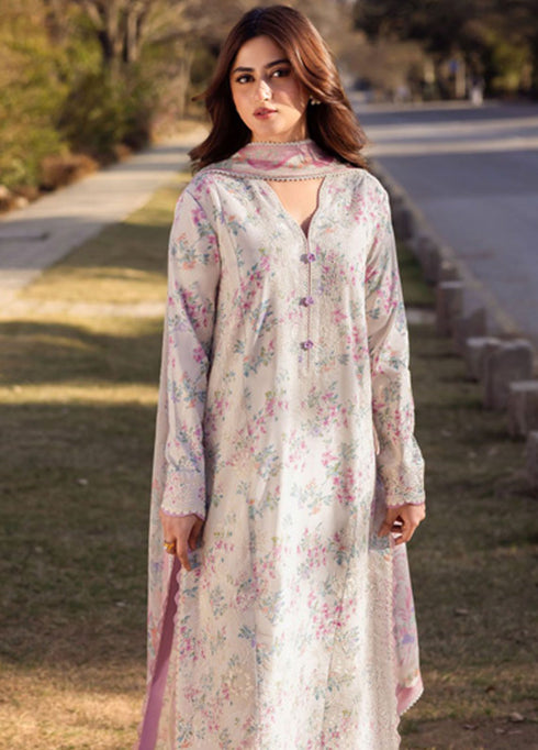 Zaha Embroidered Lawn Suits Unstitched 3 Piece ZL24-03A - Summer Collection