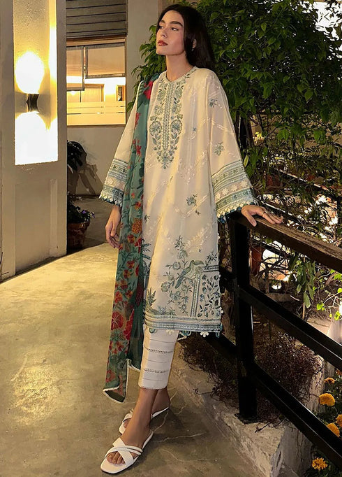 Zaha Embroidered Lawn Suits Unstitched 3 Piece ZL24-05A - Summer Collection