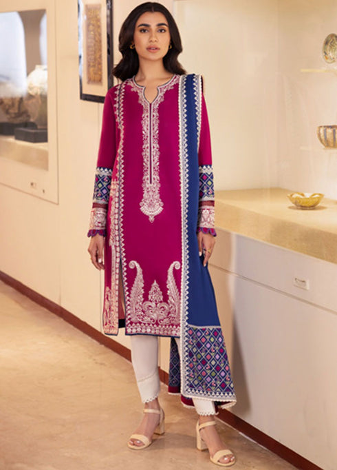 Zaha Embroidered Lawn Suits Unstitched 3 Piece ZL24-06B - Summer Collection