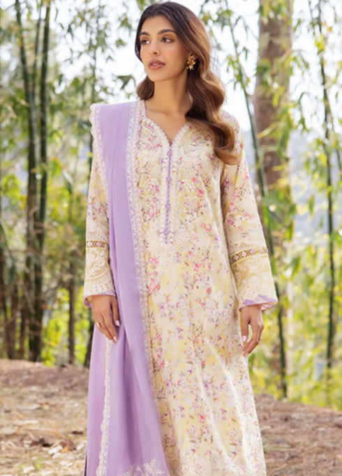 Zaha Embroidered Lawn Suits Unstitched 3 Piece ZL24-13A - Summer Collection