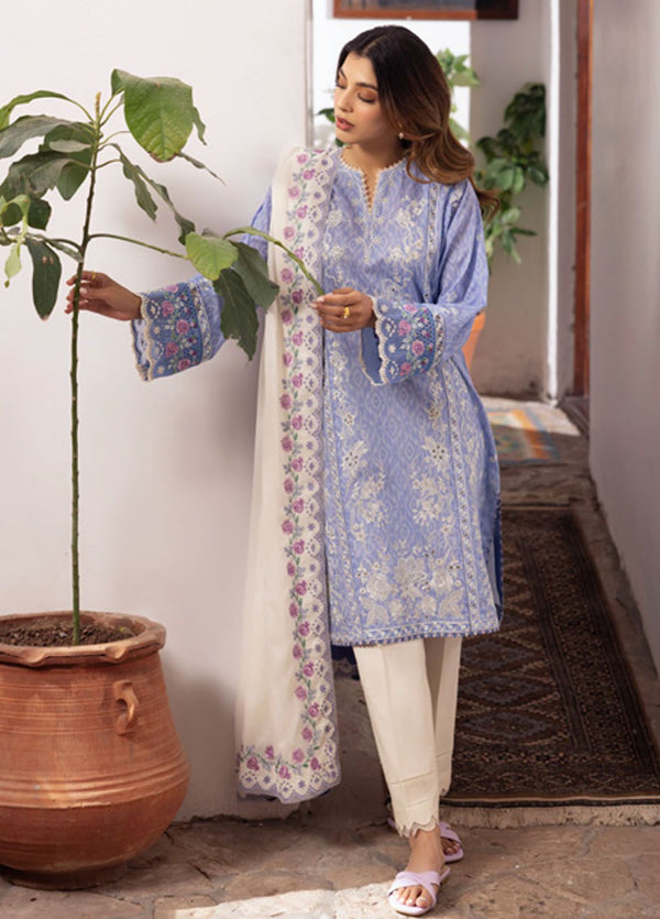 Zaha Embroidered Lawn Suits Unstitched 3 Piece ZL24-15B - Summer Collection