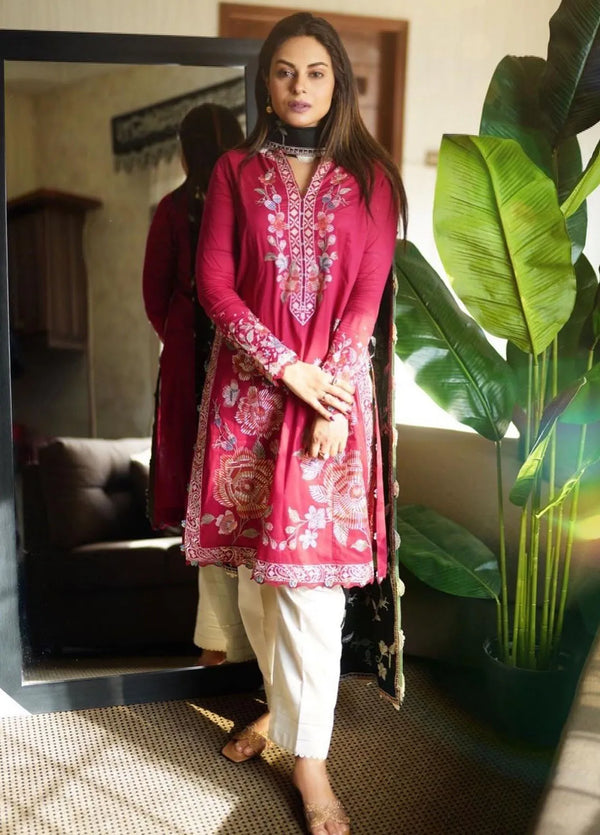 Zaha Embroidered Lawn Suits Unstitched 3 Piece ZL24-14A - Summer Collection