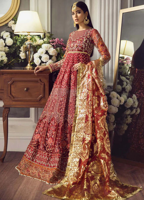 Ezra Embroidered Organza Suits Unstitched 3 Piece Naghma 06 - Wedding Collection
