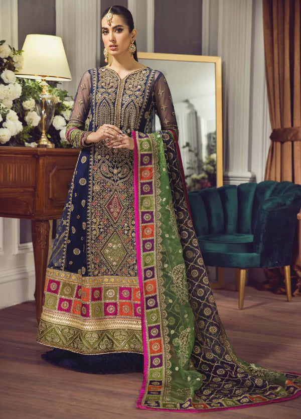 Ezra Embroidered Organza Suits Unstitched 3 Piece Neal 03 - Wedding Collection