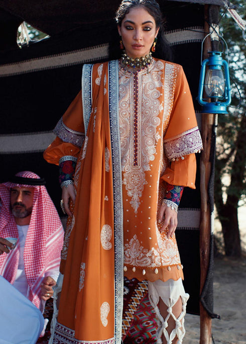 Elan Embroidered Lawn Suit Unstitched 3 Piece EL22S EL22-05B REEM - Summer Collection